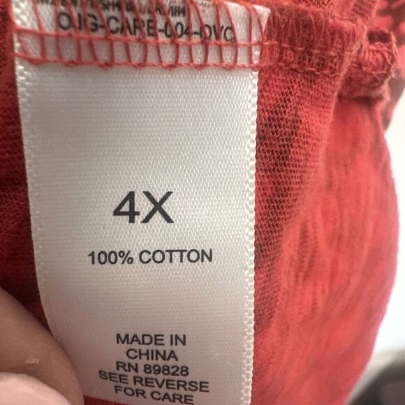 LOGO Lori Goldstein Perina Spotted Printed Tee T-Shirt Plus Size 4X Red S/S - Picture 5 of 8